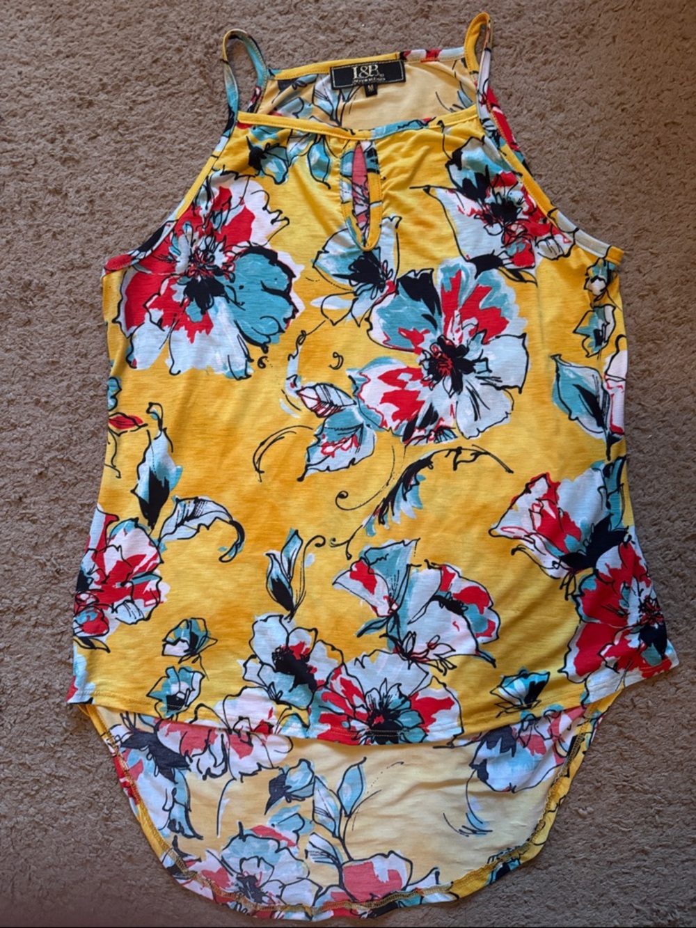 L&B Yellow High-Low Floral Tank